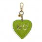 Preview: Trixi Gronau leather key fob Coeur lime green front, hotfoil stamping gold